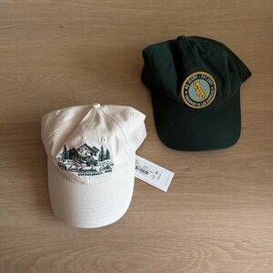 Ag Adriano Goldschmied Kids Caps in Cream and Dark Green with Embroidered Logos